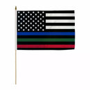 US Police Law Enforcement Blue Green Red Line Memorial American 12x18 Stick Flags 100D Flag Rough Tex ® American History Law Enforcement