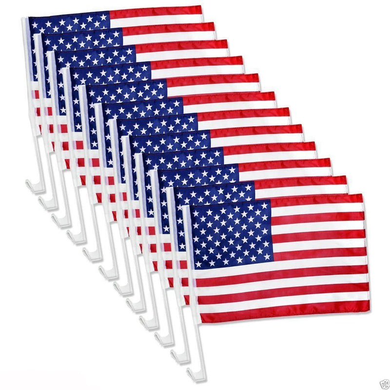 USA Car Flag 11"x15"  (200/Case almost 12"x18" approximate size) American Flags Sale Single Sided Summer Deal
