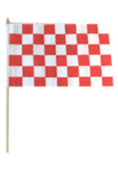 Checkered Red & White 12"x18" Stick Flag ROUGH TEX® 100D 30" Wooden Staff