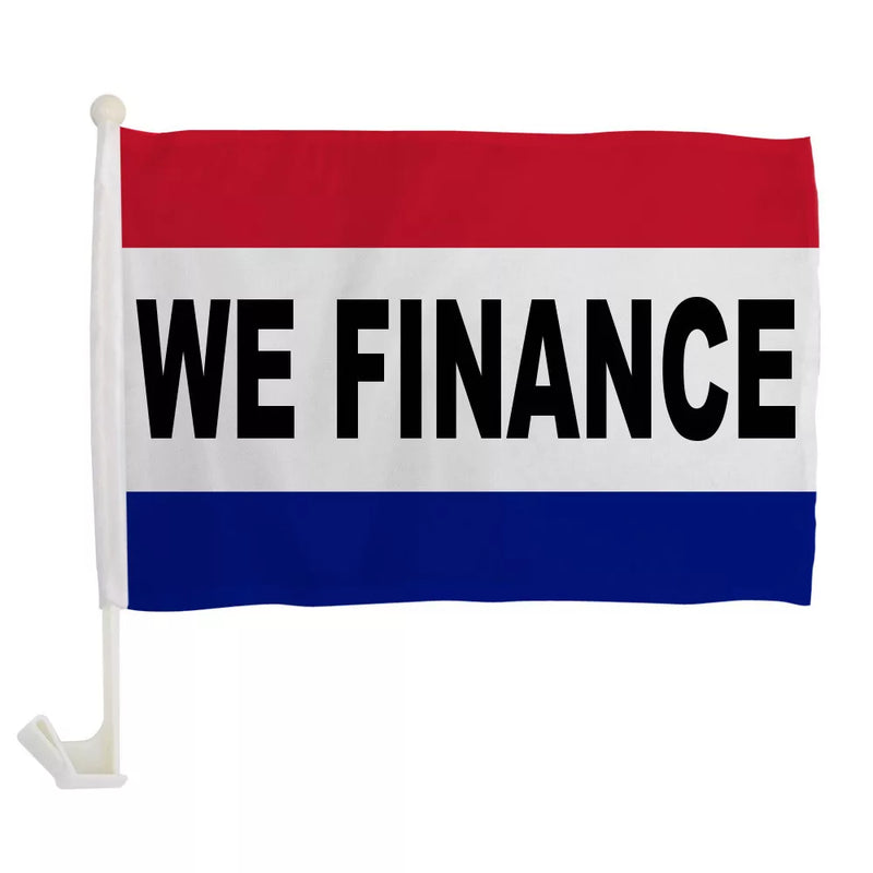 We Finance 12"x18" Car Flag ROUGH TEX® Knit Double Sided
