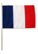 France 12"x18" Stick Flag ROUGH TEX® 100D 30" Wooden Staff
