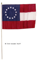 1st National 13 Stars 12"x18" Stick Flag ROUGH TEX® 100D 30" Wooden Staff UDC SCV Grave Flags First National Stars & Bars