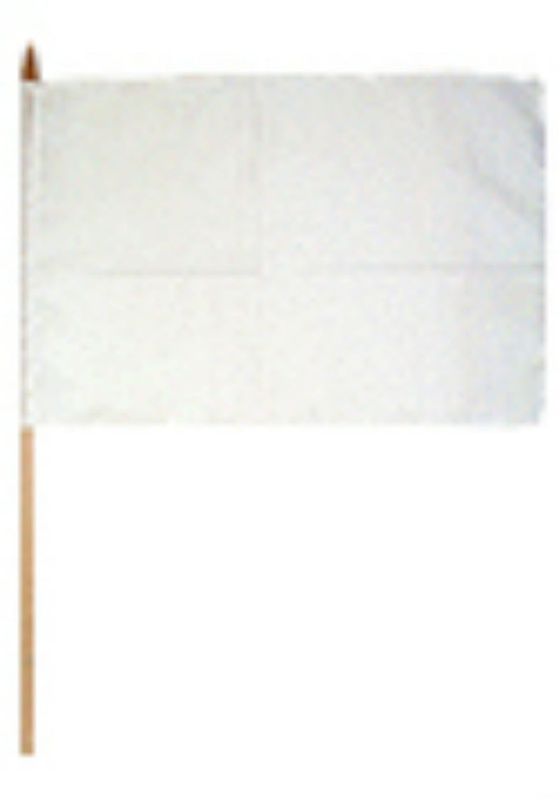 White Solid 12"x18" Stick Flag ROUGH TEX® 100D 24" Wooden Staff