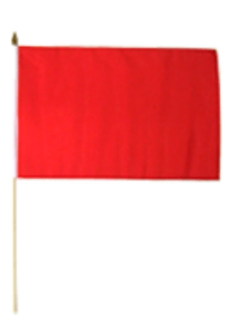 Red Solid 12"x18" Stick Flag ROUGH TEX® 100D 30" Wooden Staff