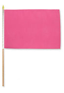 Pink Solid 12"x18" Stick Flag ROUGH TEX® 100D 30" Wooden Staff