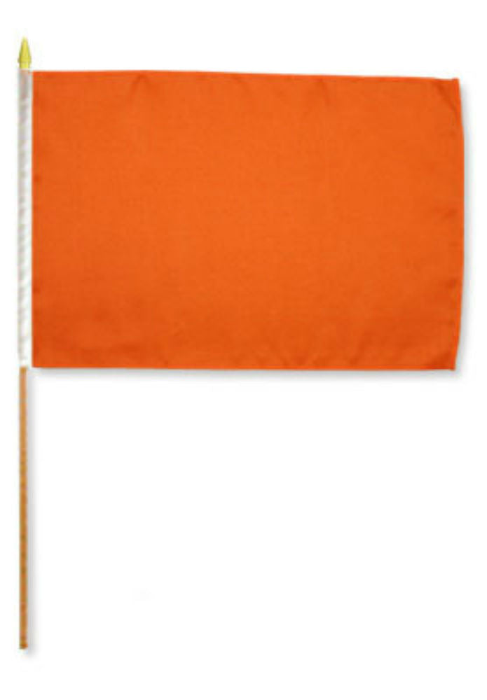 Orange Solid 12"x18" Stick Flag ROUGH TEX® 100D 30" Wooden Staff