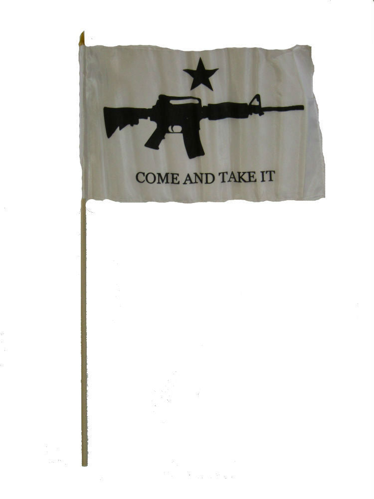 Come and Take It M4 12"x18" Stick Flag ROUGH TEX® 100D 30" Wooden Staff