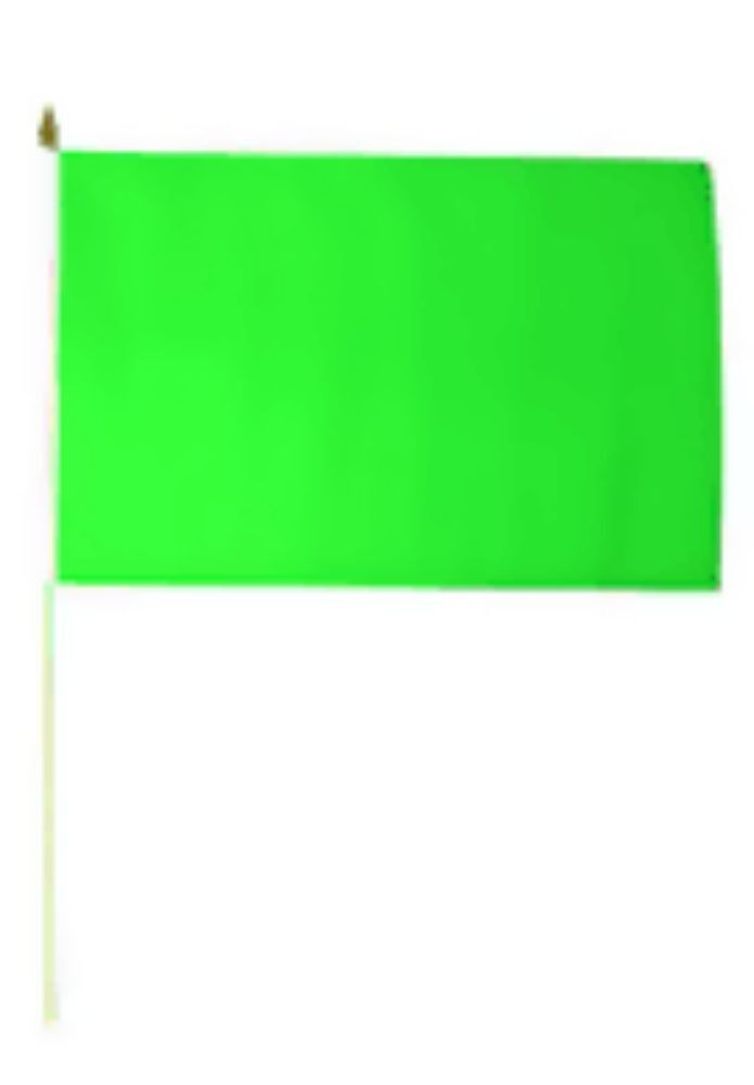 Neon Green Solid 12"x18" Stick Flag ROUGH TEX® 100D 24" Wooden Staff
