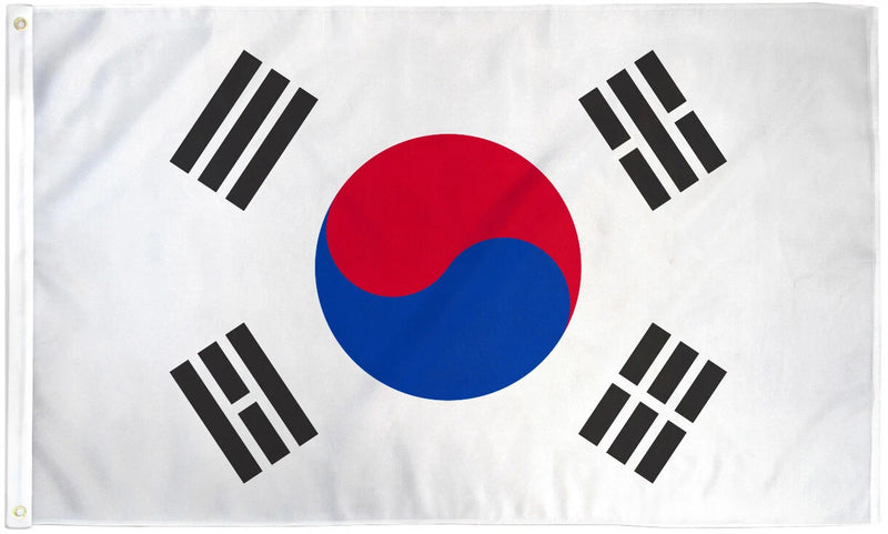 South Korea 3'x5' Embroidered Flag ROUGH TEX® Cotton Korean Flags All Natural Organic