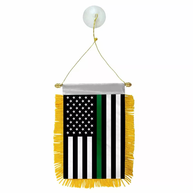 USA Green Line Flag Mini Banner