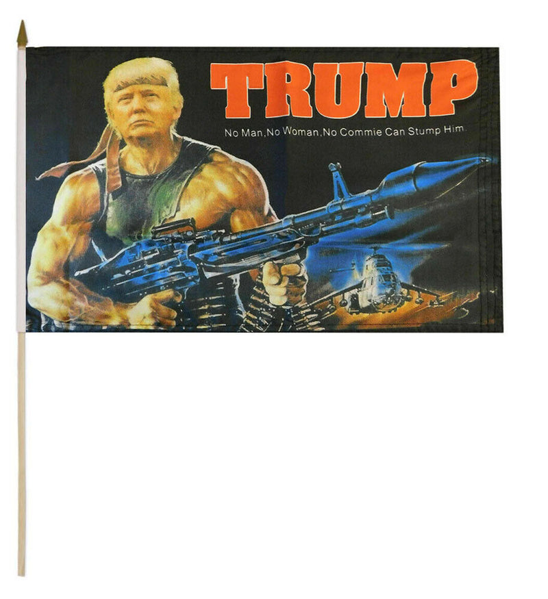 Trump Bazooka 12"x18" Stick Flag ROUGH TEX® 68D 30" Wooden Stick