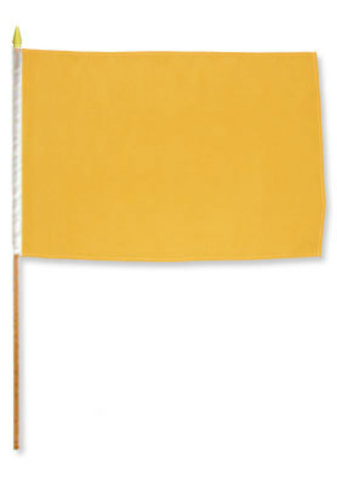 Gold Solid 12"x18" Stick Flag ROUGH TEX® 100D 30" Wooden Staff