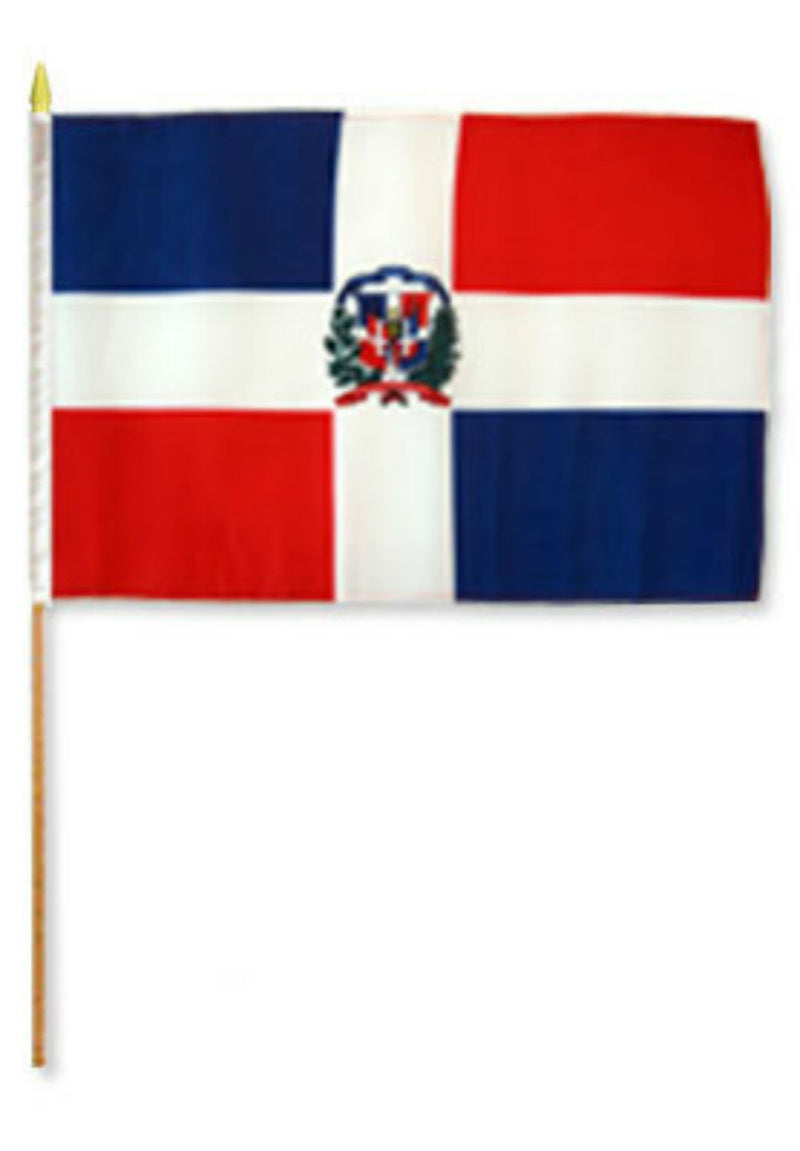 Dominican Republic 12"x18" Stick Flag ROUGH TEX® 100D 30" Wooden Stick