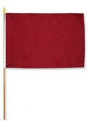 Burgundy Solid 12"x18" Stick Flag ROUGH TEX® 100D 24" Wooden Staff