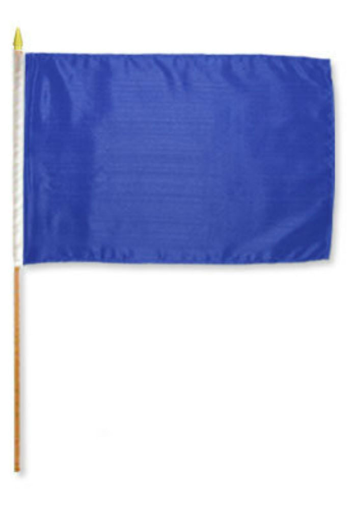 Royal Blue Solid 12"x18" Stick Flag ROUGH TEX® 100D 24" Wooden Staff