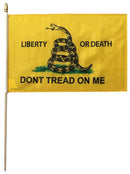 Liberty or Death Gadsden 12"x18" Stick Flag ROUGH TEX® 100D 30" Wooden Stick