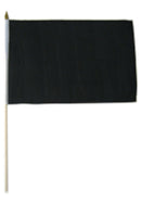 Black Solid 12"x18" Stick Flag ROUGH TEX® 100D 24" Wooden Staff