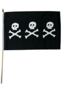 Chris Condit Pirate Vintage 12"x18" Stick Flag ROUGH TEX® 100D 30" Wooden Staff