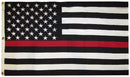 USA Red Line Fire Fighter 3'x5' Embroidered Flag ROUGH TEX® Cotton