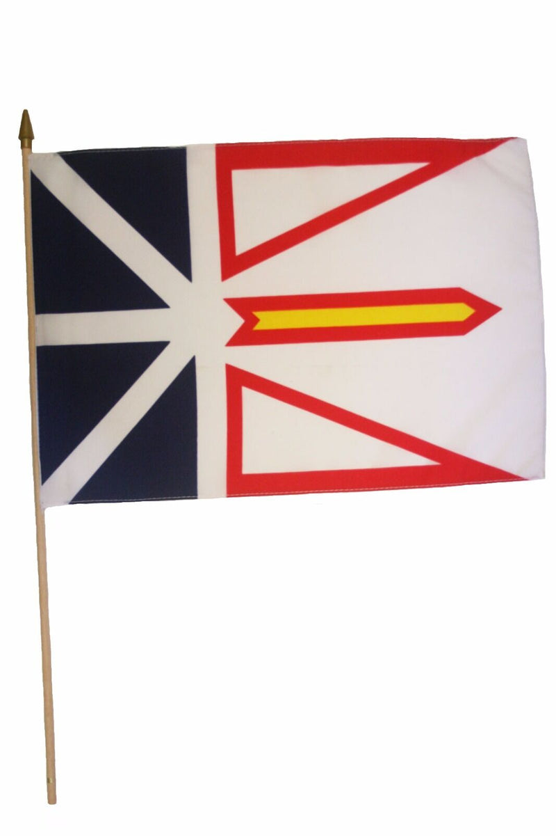 New Found Land & Labrador 12"x18" Stick Flag ROUGH TEX® 100D 30" Wooden Staff