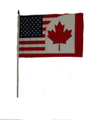 USA Canada 12"x18" Stick Flag ROUGH TEX® 100D 30" Wooden Stick