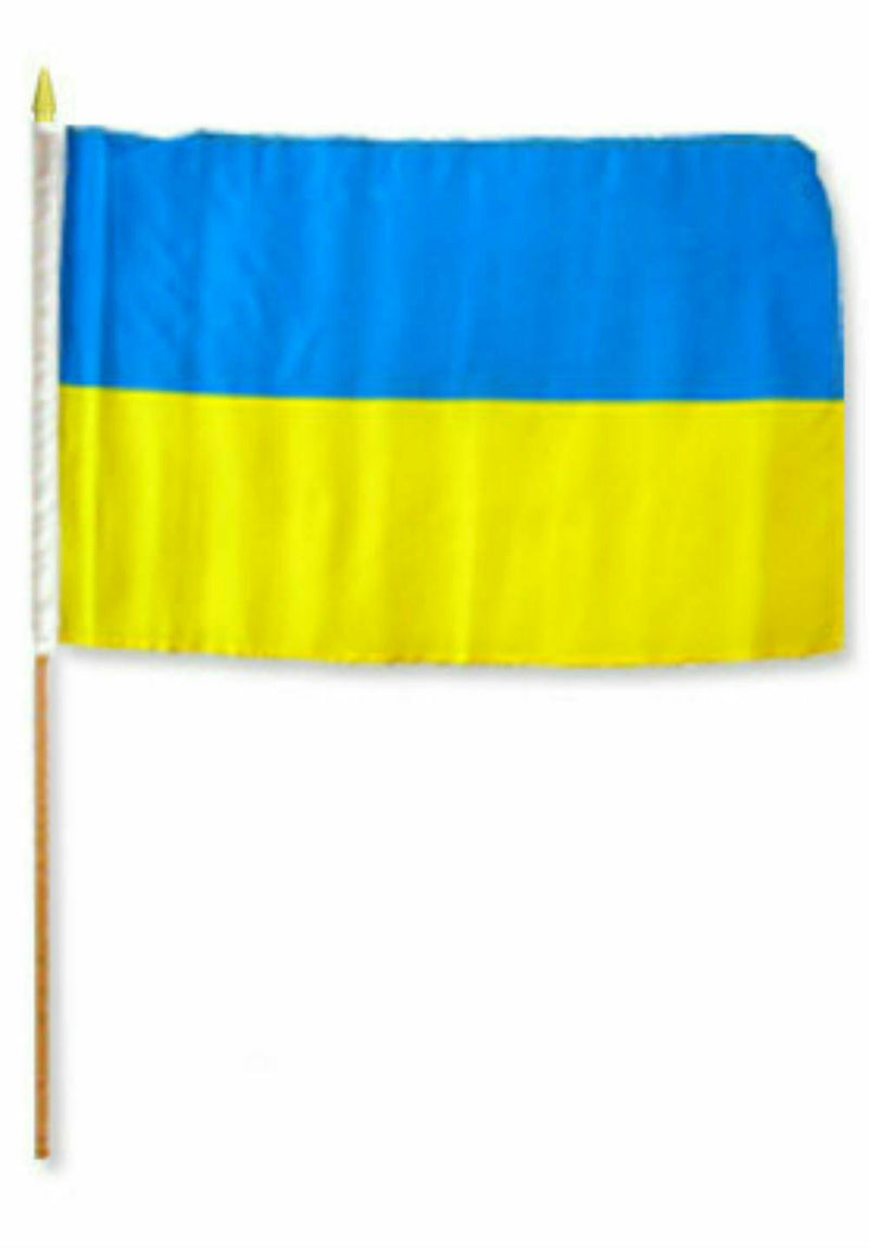 Ukraine 12"x18" Stick Flag ROUGH TEX® 68D 30" Wooden Stick