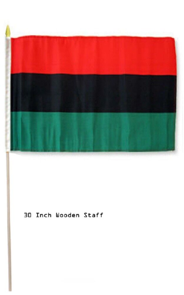 Afro American Tri Color 12"x18" Flag ROUGH TEX® 68D Stick Flag