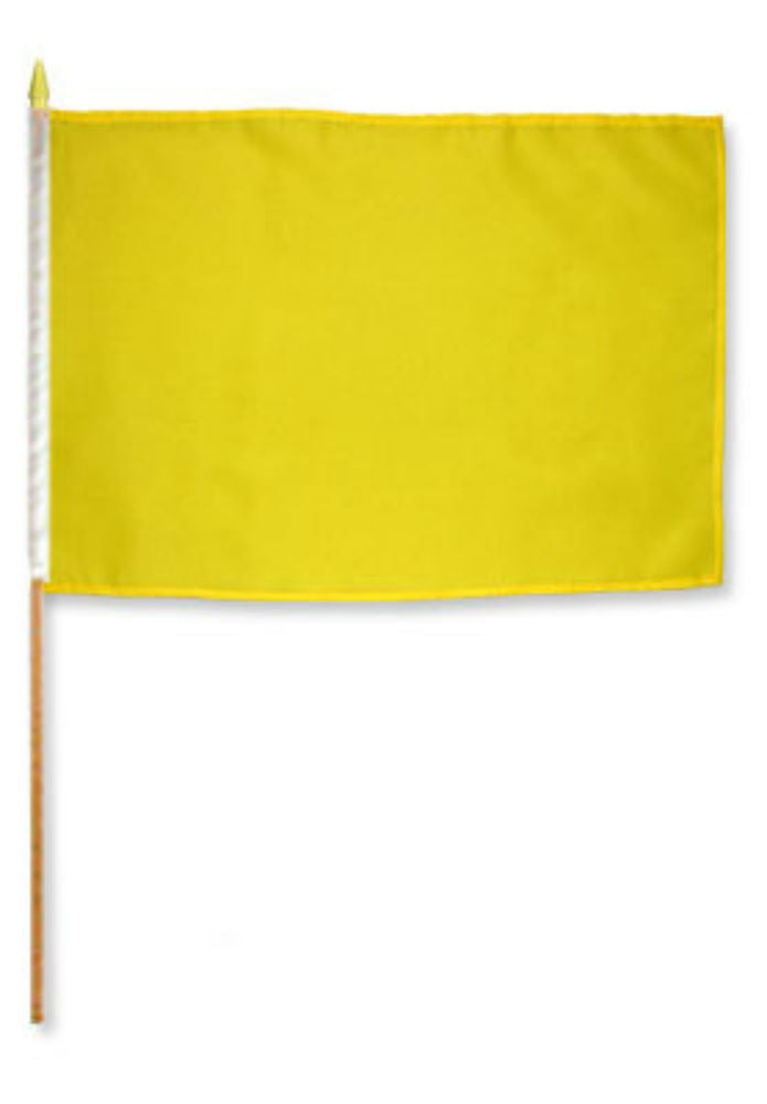 Yellow Solid 12"x18" Stick Flag ROUGH TEX® 100D 30" Wooden Staff