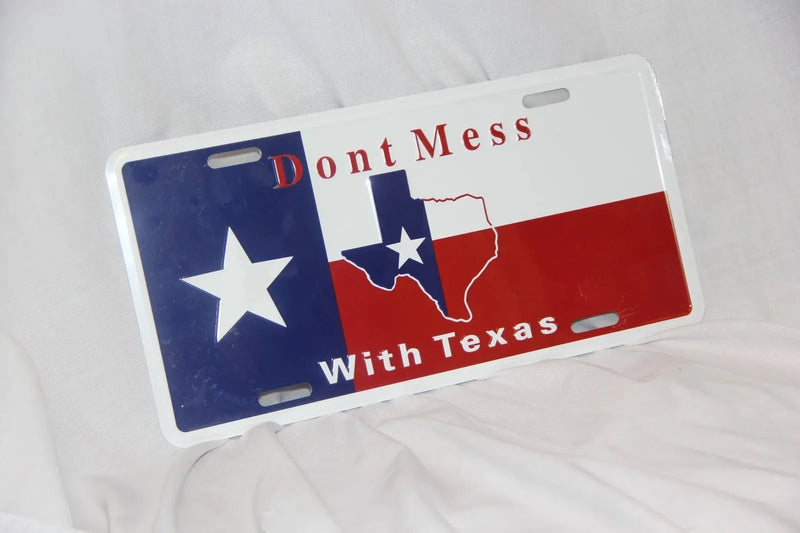 Texas Flag Embossed License Plates Don't Mess With Texas Auto Tag Aluminum