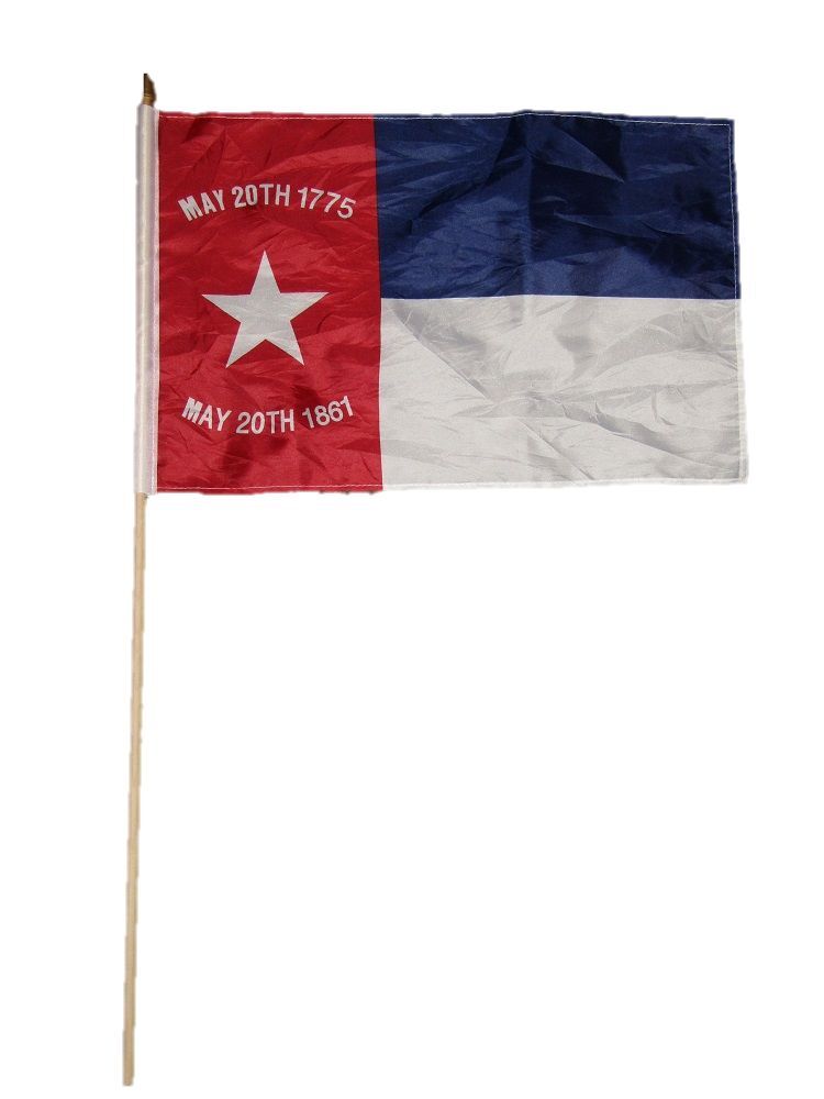 North Carolina Republic 12"x18" Stick Flag ROUGH TEX® 100D 30" Wooden Staff