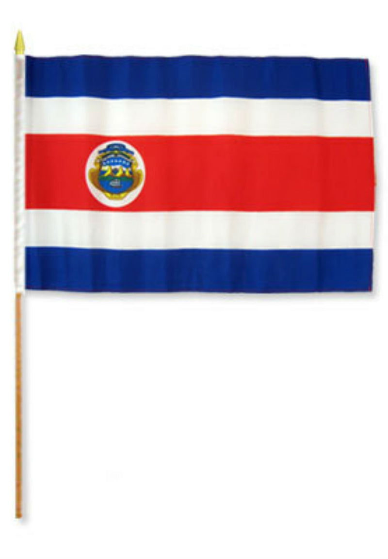 Costa Rica 12"x18" Stick Flag ROUGH TEX® 100D 30" Wooden Staff