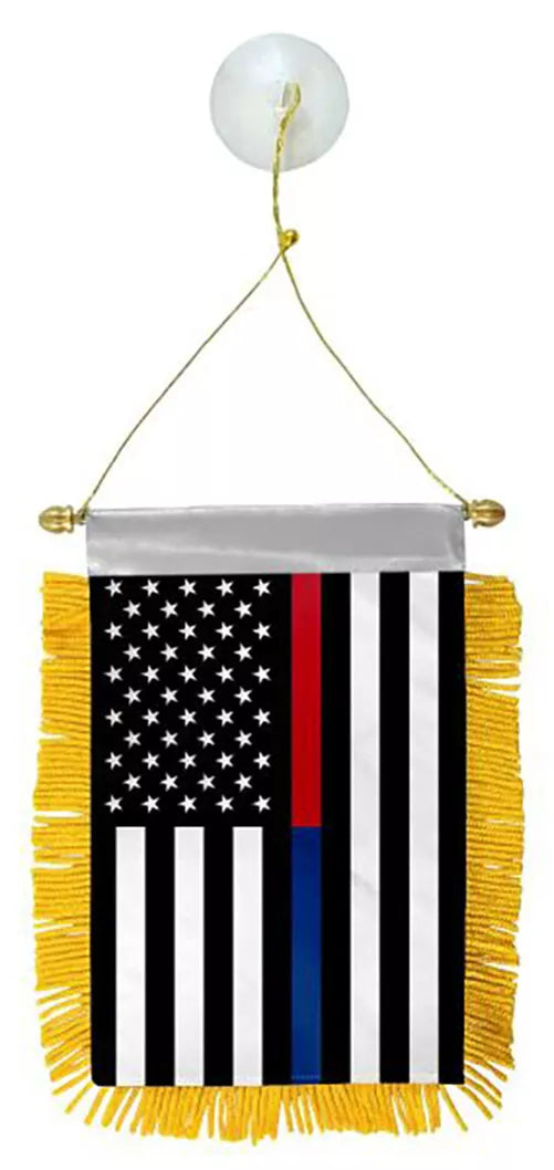 USA Red Blue Line Flag Mini Banner