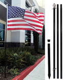 10' Foot Black Aluminum Flag Pole Kit Includes 3'x5' USA 150D Nylon Printed American Flags