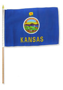 Kansas 12"x18" Stick Flag ROUGH TEX® 100D 30" Wooden Staff
