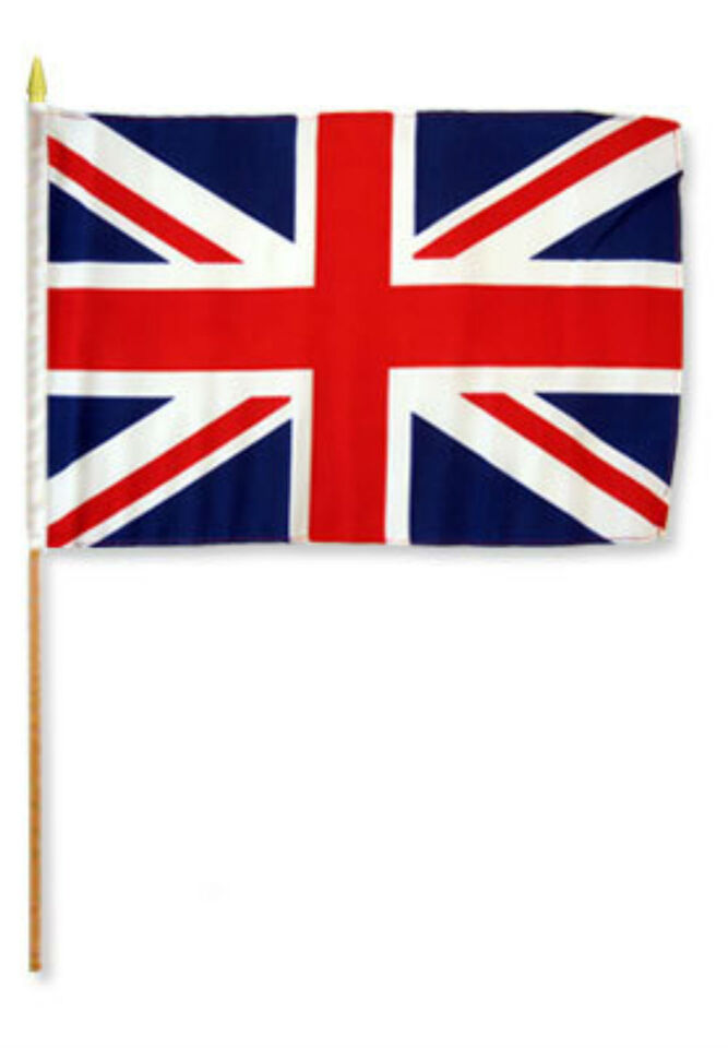 United Kingdom 12"x18" Stick Flag ROUGH TEX® 100D 30" Wooden Staff UK