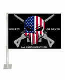 Punisher Liberty or Death 2nd Amendment 1791 12"x18" Car Flag ROUGH TEX® Knit Double Sided