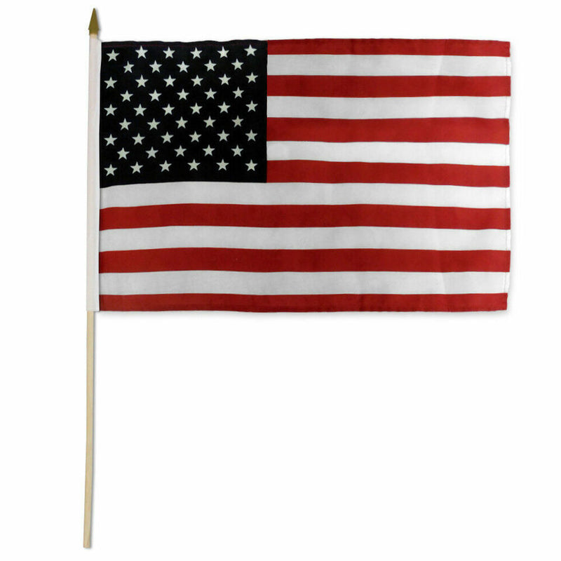 USA 12"x18" Stick Flag ROUGH TEX® 68D 30" Wooden Stick