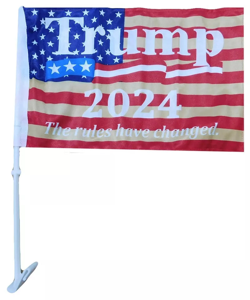 Trump 2024 USA Vintage 12"x18" Car Flag ROUGH TEX® Knit Double Sided