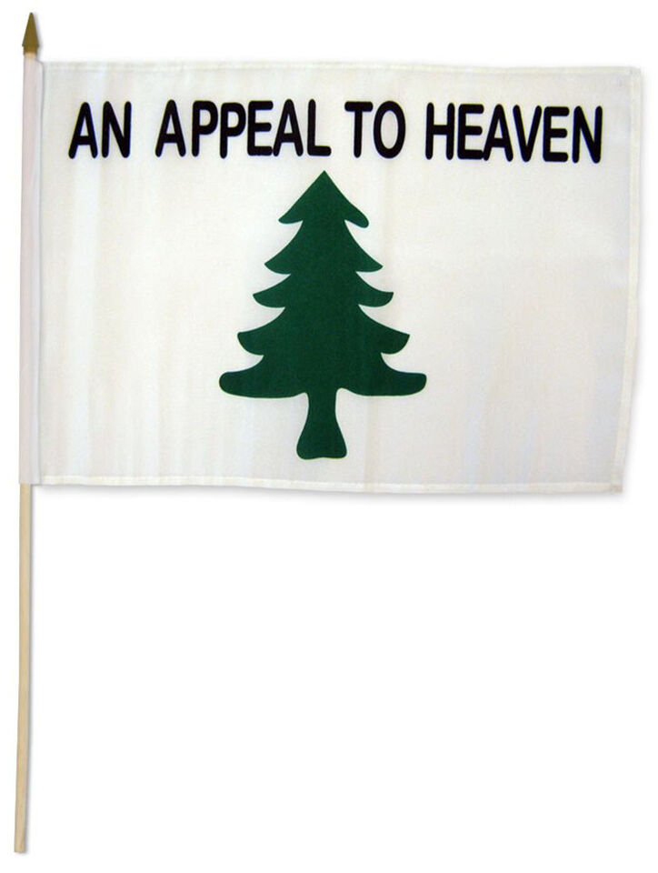 Liberty Pine Tree An Appeal To Heaven 12"x18" Stick Flag ROUGH TEX® 100D 30" Wooden Stick