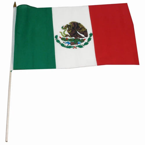 Mexico Stick Flags - 12''x18'' Rough Tex ®68D Banderas de palo Mexicanas