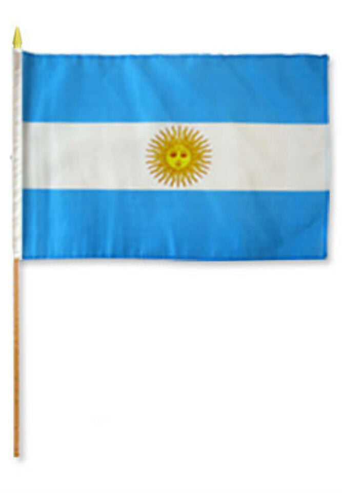 Argentina 12"x18" Stick Flag ROUGH TEX® 100D 30" Wooden Staff