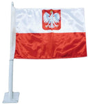 Poland 12"x18" Car Flag ROUGH TEX® Knit Double Sided
