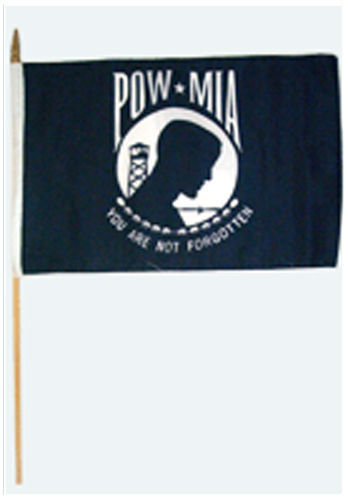 POW MIA 12"x18" Stick Flag ROUGH TEX® 100D 30" Wooden Staff
