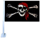 Red Bandana Skull 12"x18" Car Flag Flag ROUGH TEX® Double Sided