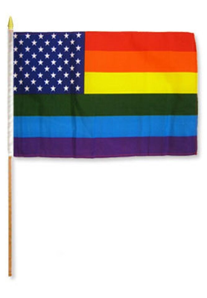 USA Rainbow Pride 12"x18" Stick Flags Parade Inclusive American