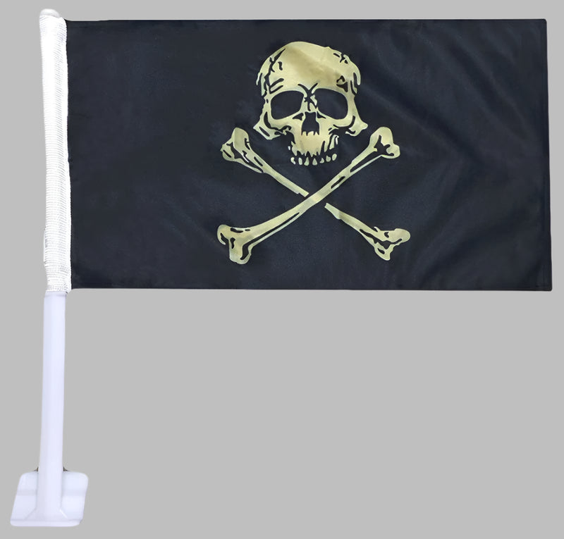 Skull N Bones 12"x18" Car Flag ROUGH TEX® Knit Double Sided