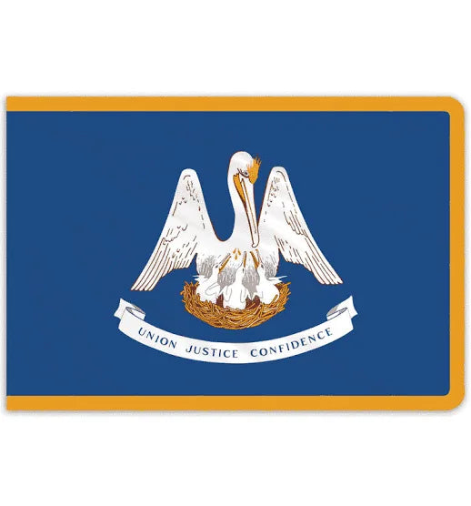Louisiana 3'x5' Embroidered Polyester Flag with Gold Fringe