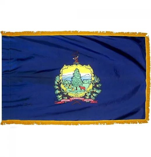 Vermont 3'x5' Embroidered Polyester Flag with Gold Fringe