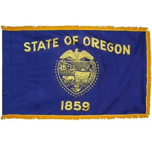Oregon 3'x5' Embroidered Polyester Flag with Gold Fringe