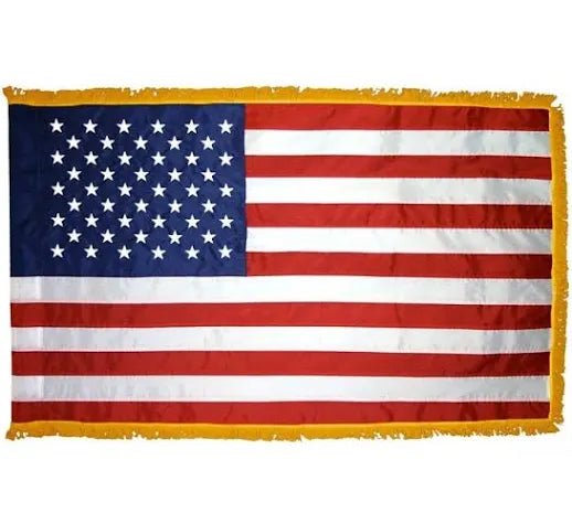 United States of America 3'x5' Embroidered Polyester Flag with Gold Fringe